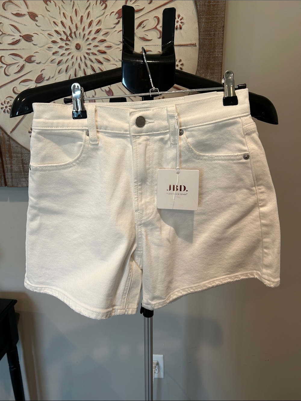 Just Black White Denim Jean Shorts